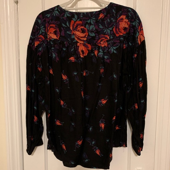 Maeve Anthropologie NWT Blouse Black Floral Rose Boho Flowy - Picture 6 of 8